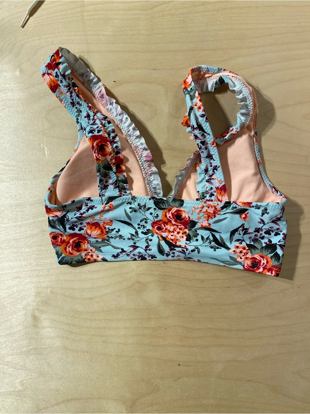 Mossimo Supply Co. Light Blue Floral V-Neck Bikini Top Medium (RG) - Picture 5 of 6